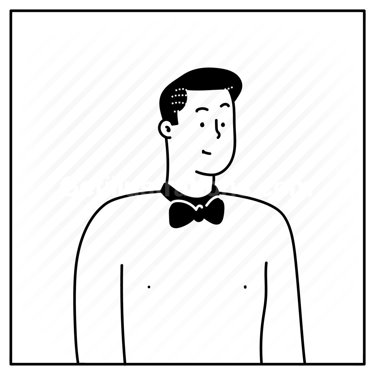 shirtless, naked, bowtie, formal, man, male, person, people
